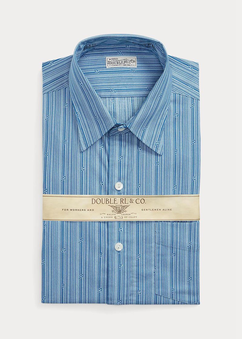 Camisas RRL Hombre Slim Fit Musical-Note Striped Chile Azules IXJQE-4823